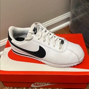 Nike Kids White and Black Cortez Sneakers
